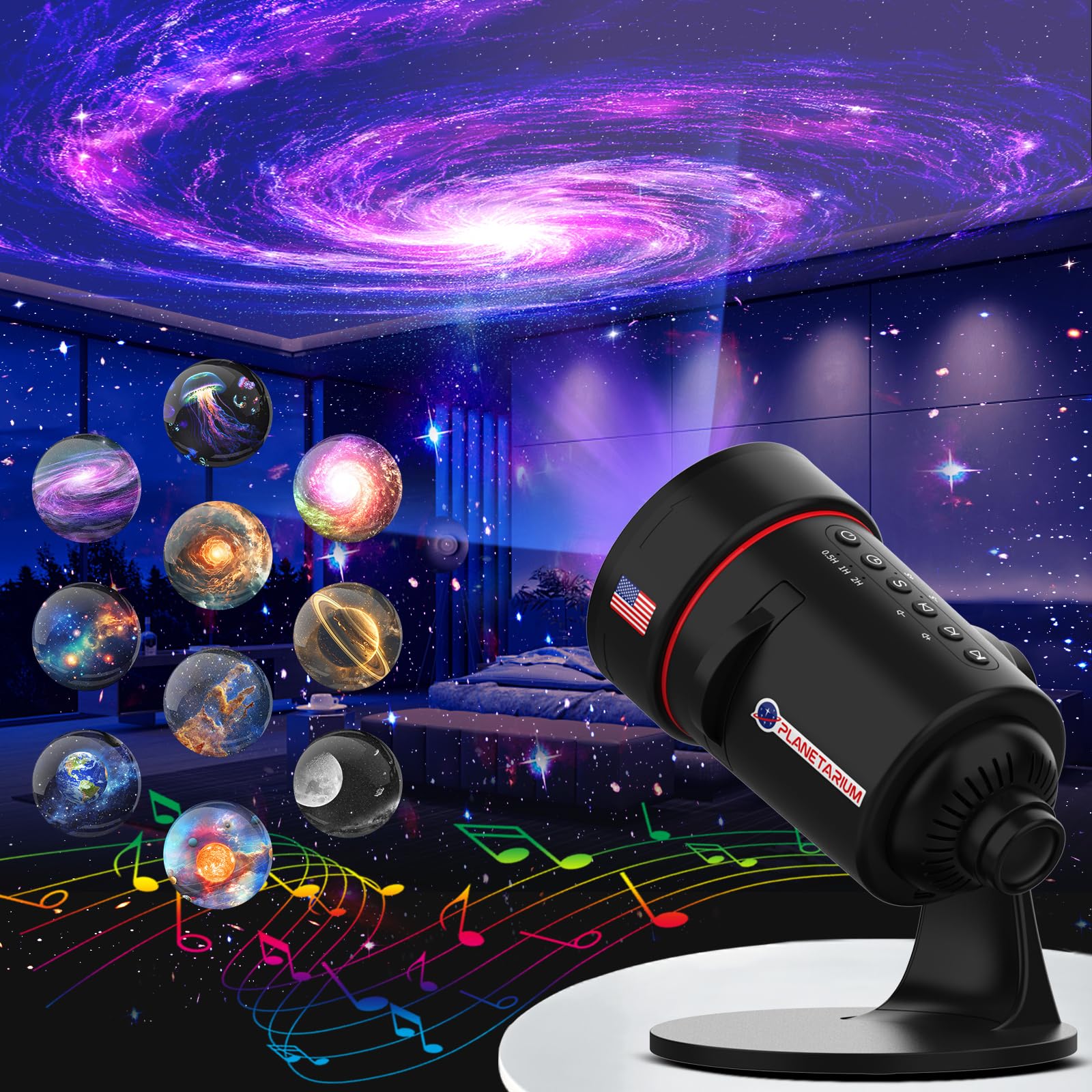 Photo 1 of Galaxy Projector with White Noise Sound Machine 28 Soothing Sounds Memory Function Sleeping Timer Star Light Planetarium Projector with Starry Sky Space Solar System Moon Nebula for Adults Baby Kids