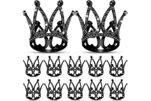 YULEJO 12 Pieces Crown Cake Topper Mini Baby Crown Tiny Queen Crown Small Princess Headpiece Cake Decoration for Women Lady Girl Bridal Wedding Royal Themed Baby Shower Decor Birthday Party (Black)