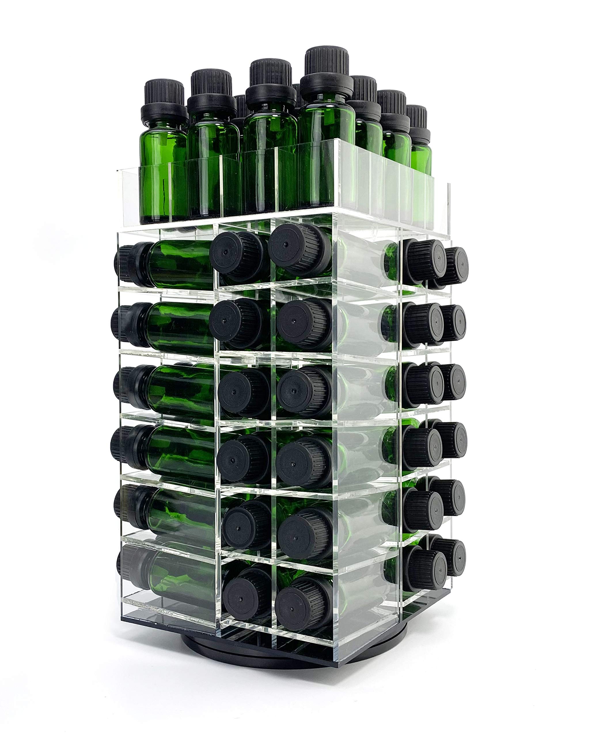 JEREVER Essential Oil Storage Rack Rotating Tower Organizer Acrylic Clear Display Holder for 64 Bottles 5ml 10ml 15ml (Bottles not Included)