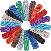 GORGECRAFT 30Pcs 10 Colors Elastic Crochet HeadBandss Bulk Colorful Polyester Knitted Stretch Hollow Out Knit Small Mesh Hair HeadBands for Head Wear DIY Bows Crafts Accessories Women Adult