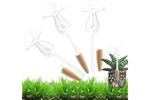 HyJeryty 3 Pack Non-Clogging Mushroom Plant Watering Globes Plant Watering Devices, Hand Blown Glass Self Watering Planter Insert Self Watering Spikes Stakes Bulbs for Indoor and Outdoor Plants