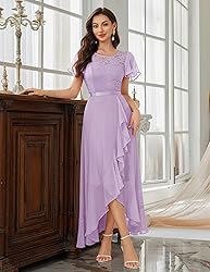 BeryLove Prom Dresses for Women Wedding Guest Ruffe