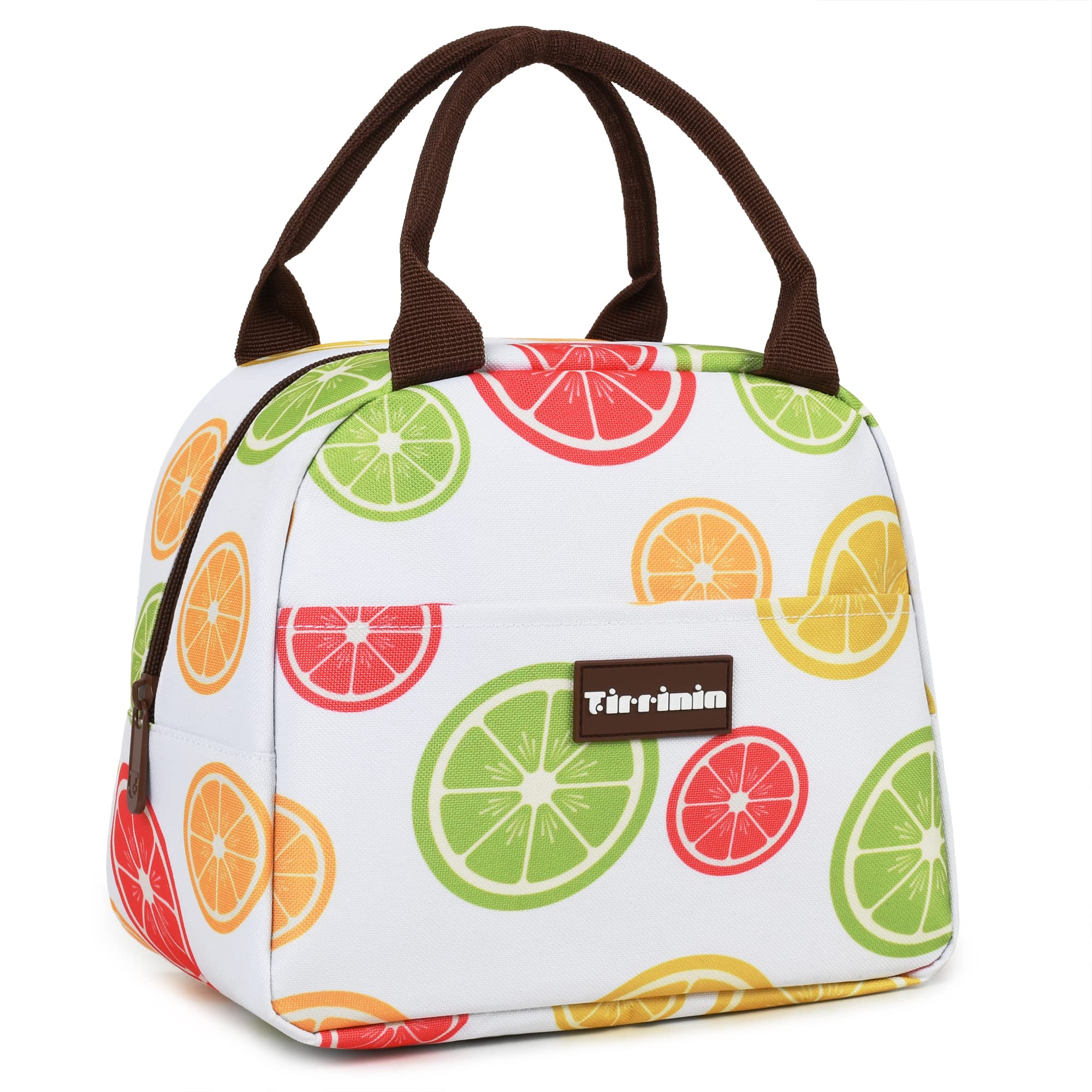 Kato Tirrinia Lunch Bags for Women, Insulated Lunch Tote Bag for Girls, Fashionable Picnic Bag for Adult & Kids, Reusable Lunch Box, Suitable for Work School Picnic, White Lemon