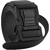 JUKMO Men's Tactical Belt with Lock, Military Work 1.5" Stretch Nylon Web Quick Release Belt with Heavy Duty Seatbelt Buckle