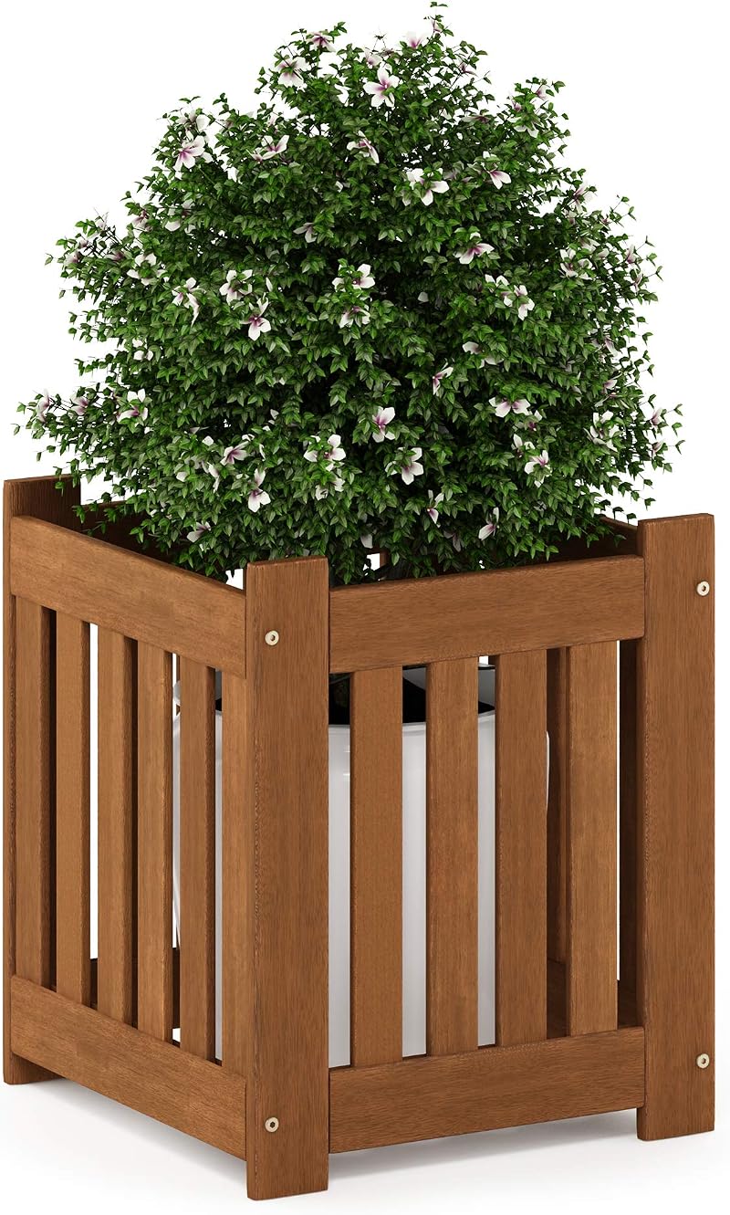 Furinno Tioman Hardwood Outdoor Flowerbox Teak Oil Treated Meranti Wood