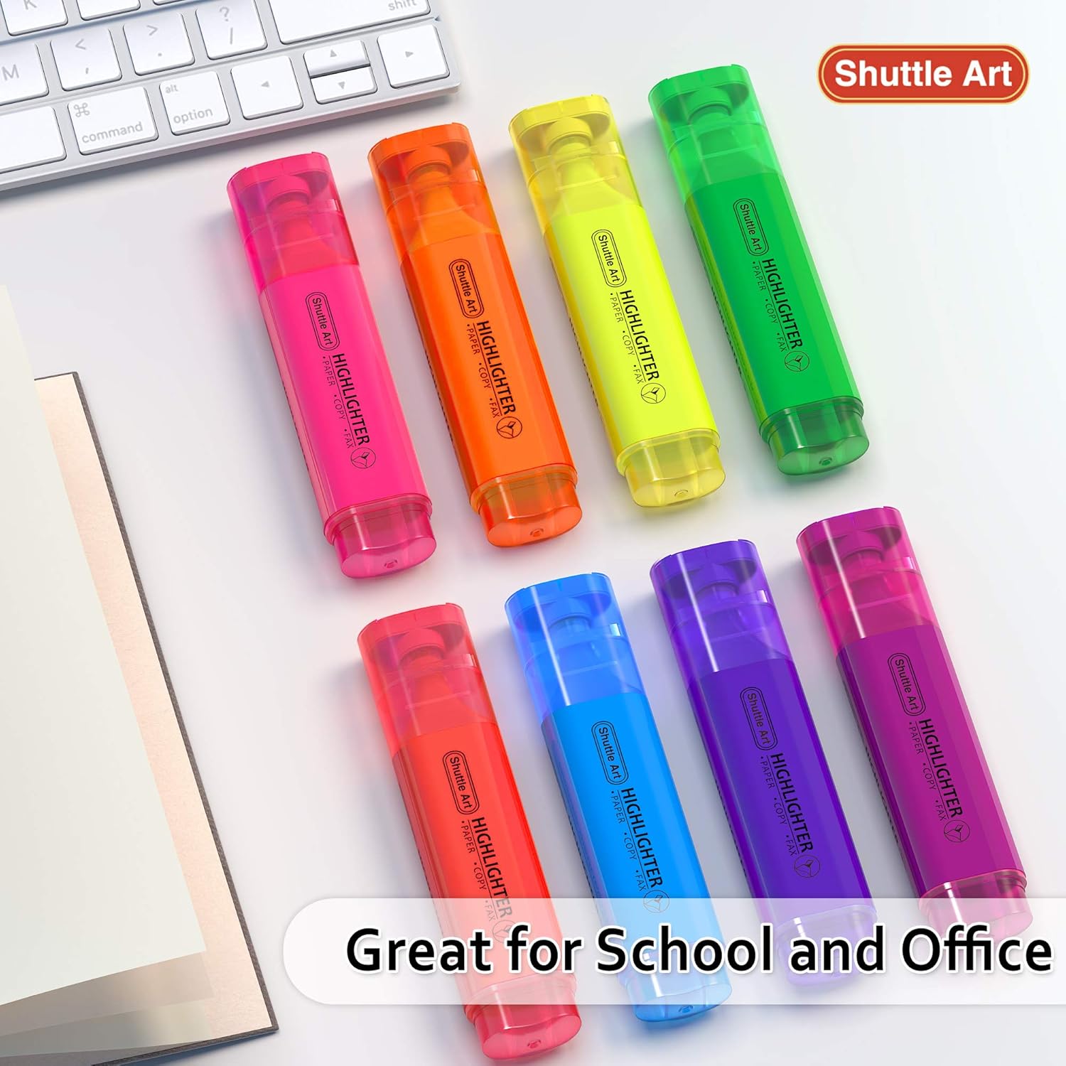 Highlighters, Shuttle Art 8 Assorted Colors Highlighter Pens, Chisel Tip Dry-Quickly Non-Toxic Highlighter Markers for Adults Kids Highlighting in the Home School Office : Office Products