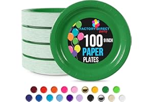 Exquisite Emerald Green 9 Inch Paper Plates - 100 Count Disposable Cake Plates - Bulk Plates