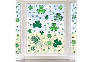 AKEROCK St Patricks Day Window Clings, 109 Pcs Shamrock Window Stickers for St Patricks Day Decorations