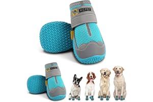 Hcpet Dog Boots Breathable Dog Shoes for Medium Large Dogs, Anti-Slip Dog Booties Paw Protector for for Hot Pavement Winter Snow Hiking with Reflective Straps 4PCS