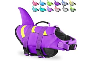 Fragralley Dog Life Jacket Shark, Dog Life Vest Adjustable Ripstop, Dog Swimming Safety Vest with Superior Buoyancy & Rescue Handle for Small Medium Large Dogs, Swim, Pool, Beach, Boating