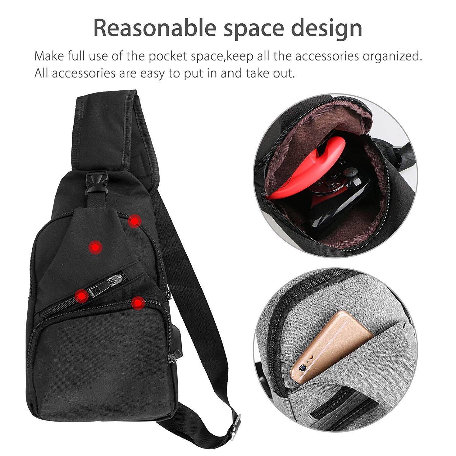 EEEKit Backpack Crossbody Travel Bag for Nintendo Switch Console Joy
