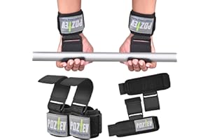 POZTEV Weight Lifting Hooks (PAIR) - Padded Wrist Wraps - Hand Grips Deadlift Straps for Men and Women - Grip Support for Bodybuilding Heavy Gym Workout - Ideal for Deadlifts, Powerlifting, Shrugs, Pull-Ups