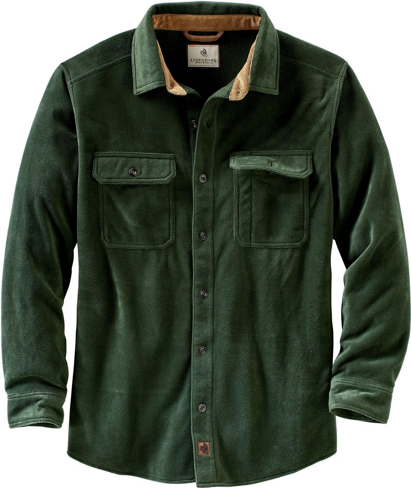 Photo 1 of Legendary Whitetails Men's Standard Long Sleeve Fleece Button Up Shirt Casual Fit Thick Heavyweight, Forest, Large
