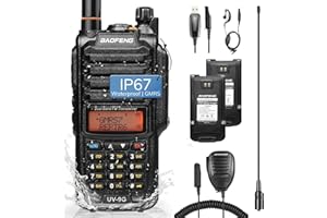 BAOFENG UV-9G GMRS Handheld Radio Waterproof IP67, Two Way Radios Long Range Dual Band NOAA Scanner GMRS Repeater Capable, Support CHIRP, with Two Batteries, 15.5" High Gain Antenna, Programming Cable