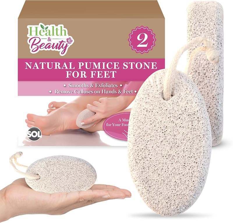 SOL 2pk Natural Pumice Stone for Feet Hard Skin Exfoliator
