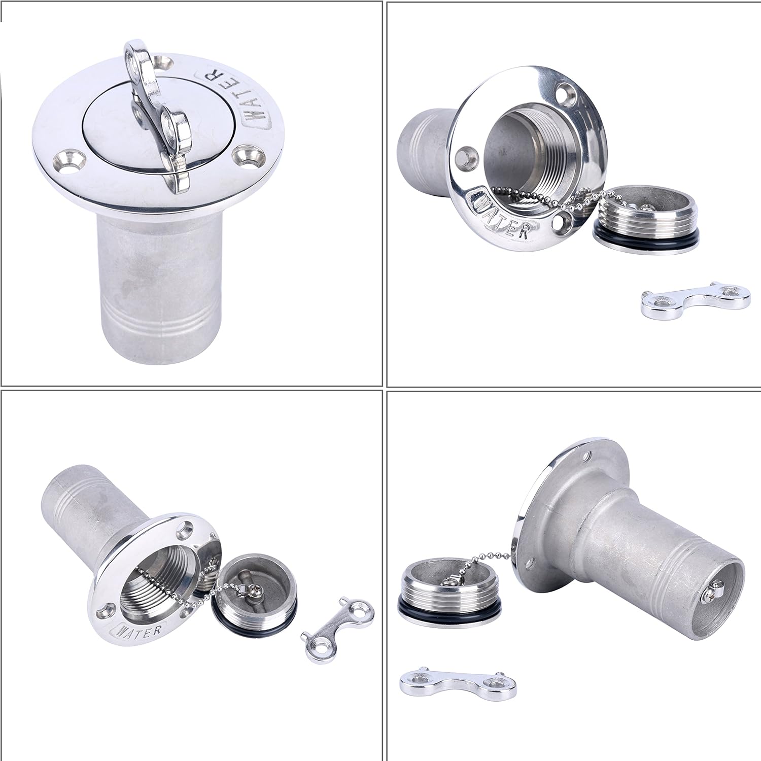 Amarine Made Stainless Boat Water Tank Deck Fill Port W