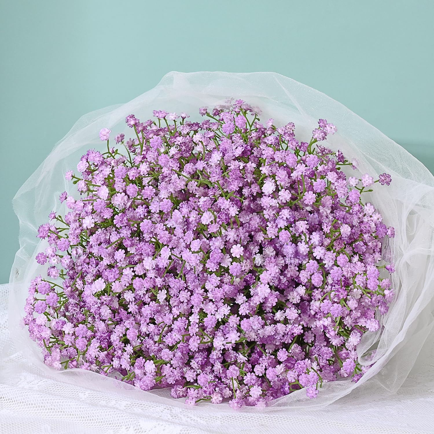 Photo 1 of MARTINE MALL Babys Breath Artificial Flowers, 10 PCS Purple Baby Breath Flowers Artificial Bulk, Fake Babys Breath Gypsophila Real Touch Faux Babys Breath for Wedding Floral Arrangement Home Decor