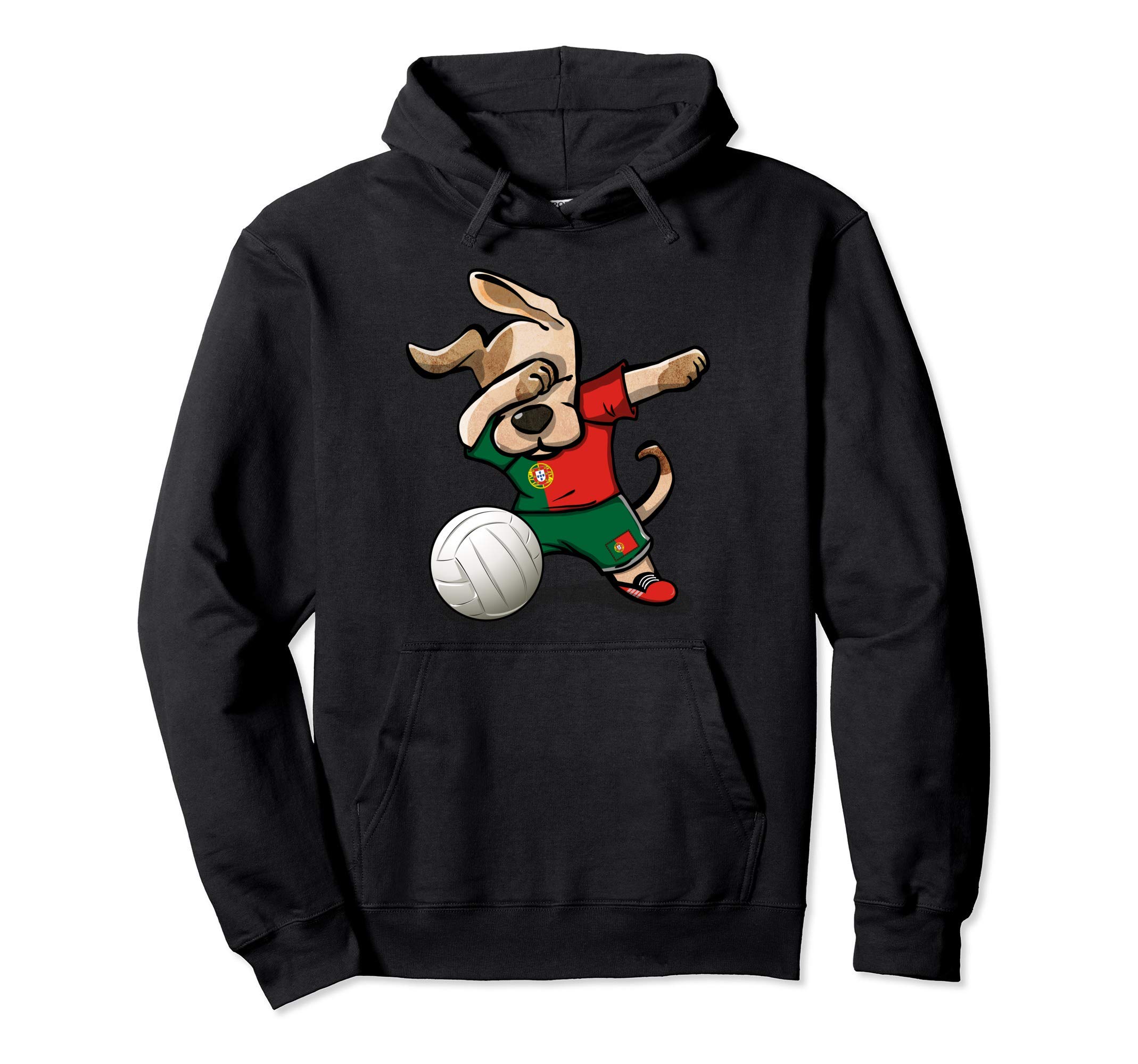 Dabbing Dog Proud Portugal Volleyball Lovers Portuguese Flag Pullover Hoodie
