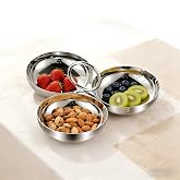 chhcjqyyf Cluster Serving Bowls 3 in 1 Silver Stainless Steel Snack Bowls Connected Fruit Tray Snack Plate for Home Kitchen Party Reusable Portable Ring Style Dessert Bowl Set