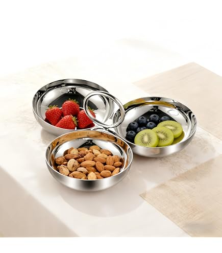 Amazon.com: chhcjqyyf Cluster Serving Bowls 3 in 1 Silver