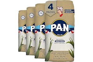 P.A.N. Whole Grain White Corn Meal – Pre-cooked Gluten Free and Kosher Flour for Arepas (2.2 lb/Pack of 4)