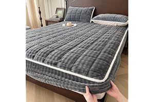 Thickened Milk Velvet Bedding Fitted Sheet, Deep Pocket Winter Soft Warm Bedspread Mattress Protector Cover, Soft Bedcover Ma