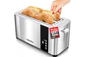 Mueller UltraToast Full Stainless Steel Toaster 4 Slice, Long Extra-Wide Slots for Bagels and Waffle...
