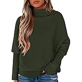 PRETTYGARDEN Fall Sweaters for Women 2026 Winter Clothing Batwing Sleeve Casual Loose Knit Turtleneck Sweater Holiday Outfits