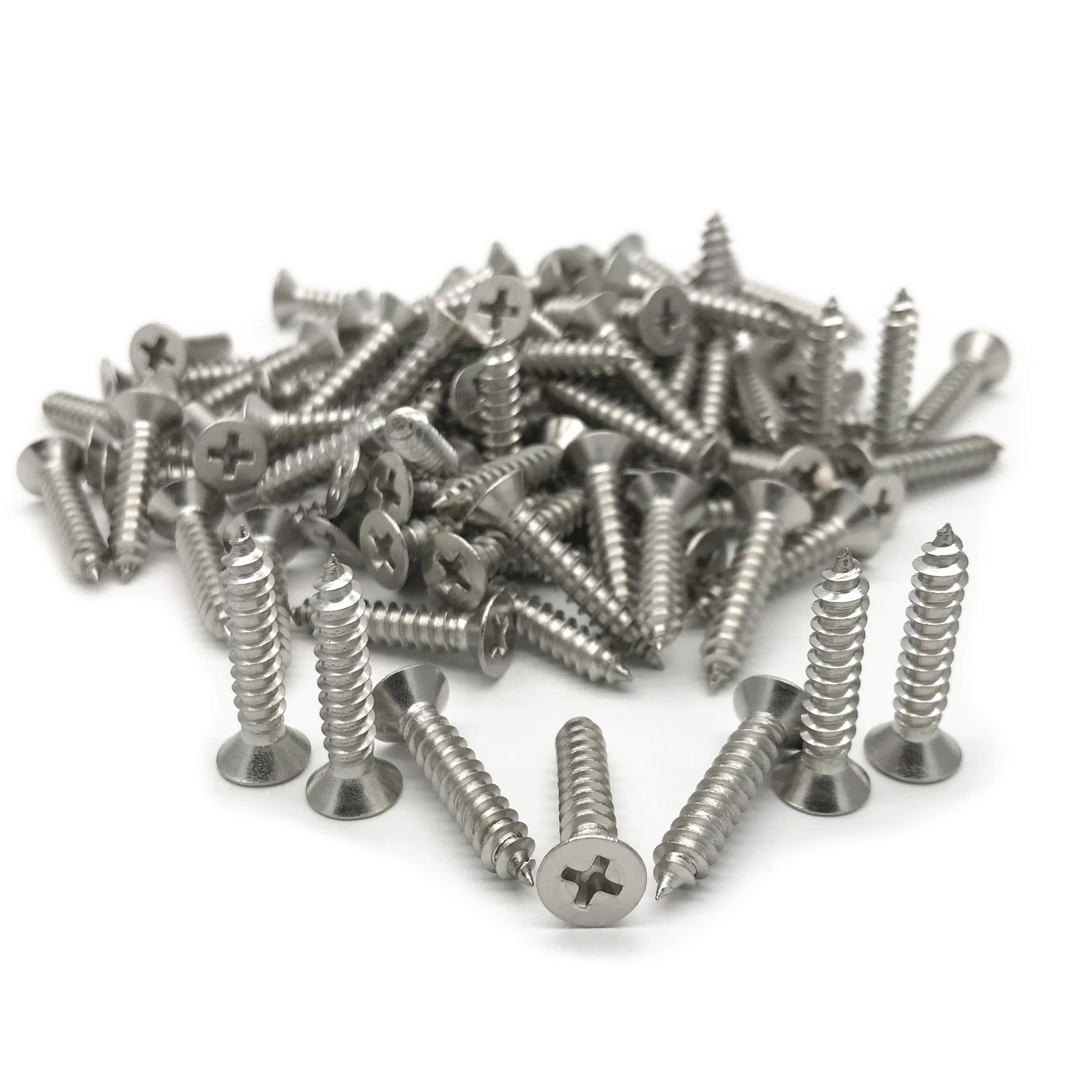 5 x 25mm Screw, Flat Head, Phillips Drive, Self Drilling, 304 Stainless Steel Drywall Wood Screws 100Pcs