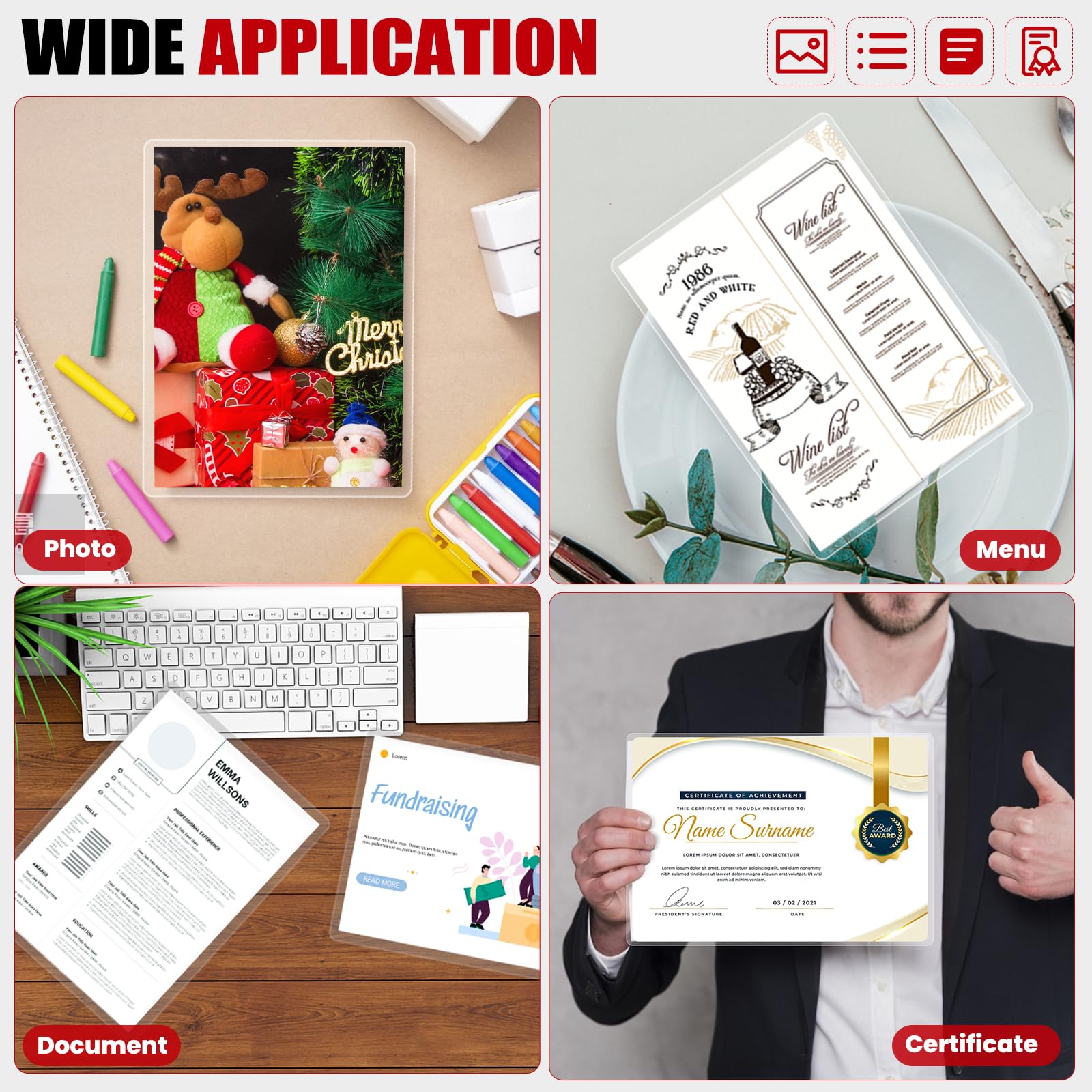 CAREGY 300 Pack Laminating Sheets, Holds 8.5 x 11 Inch Sheets,5 Mil Thermal Laminating Pouches,9 x 11.5 Inches Lamination Sheet Paper for Laminator, Clear, Letter Size, Office and School Supplies