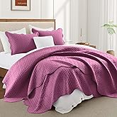 IR Imperial Rooms Queen Quilt Bedding Set Size (90" x 96") + 2 Pillow Shams (20" x 26"+ 2") - 3 Pcs All Season Lightweight Reversible Microfiber Coverlet Embossed Quilt Bedspread (Purple)