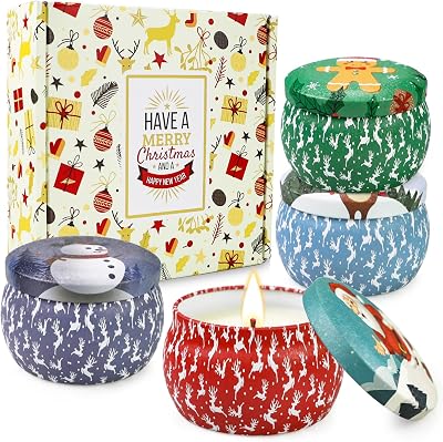 Yinuo Mirror 4 Pack Soy Candles Christmas Scents 120H Burn Time Gift Set