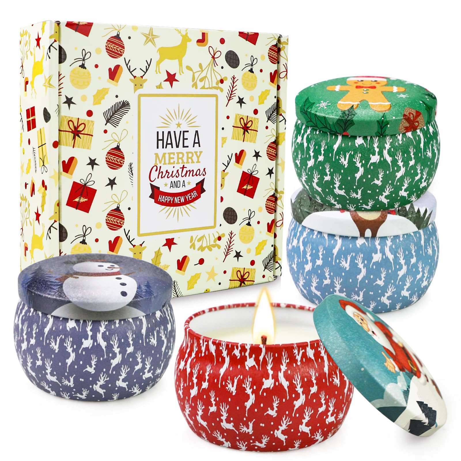 Yinuo Mirror Christmas Scented Candles Gifts for Women, Soy Candles Set, 120H Burning Time, Aromatherapy Candle for Home, Yoga, Relaxation, Bath, SPA, Ideal Christmas Gifts for Women