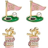 Hellodr 4 Pcs Golf Earrings Studs Sets for Women, Fashion Sports Earring Studs Stackable Golf Jewelry for Women Game Day Earrings Outfits Gifts