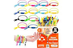 UpBrands 12 Pack Bi-color 6 1/2-Inch Zipper Bracelets | Trendy Fidget Accessory, Dual-Tone Design, Ideal for Kids & Adults, S