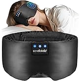LC-dolida Luxurious Silk Soft Sleep Mask, Sleep Headphones with Bluetooth 5.4 for Side Sleeper, Total Blackout Eye Sleeping Mask for Women and Men, Ideal Gift for Restful Sleep, Travel(Black)