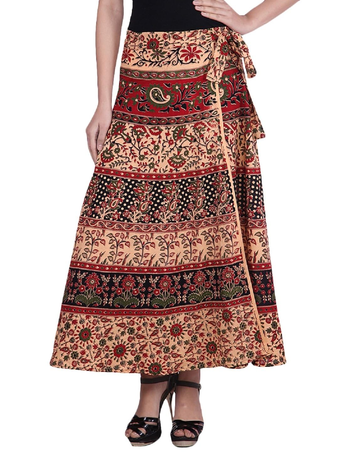 sunrise paridhan women's cotton wrap around skirt (sunke10, multicolour, free size)