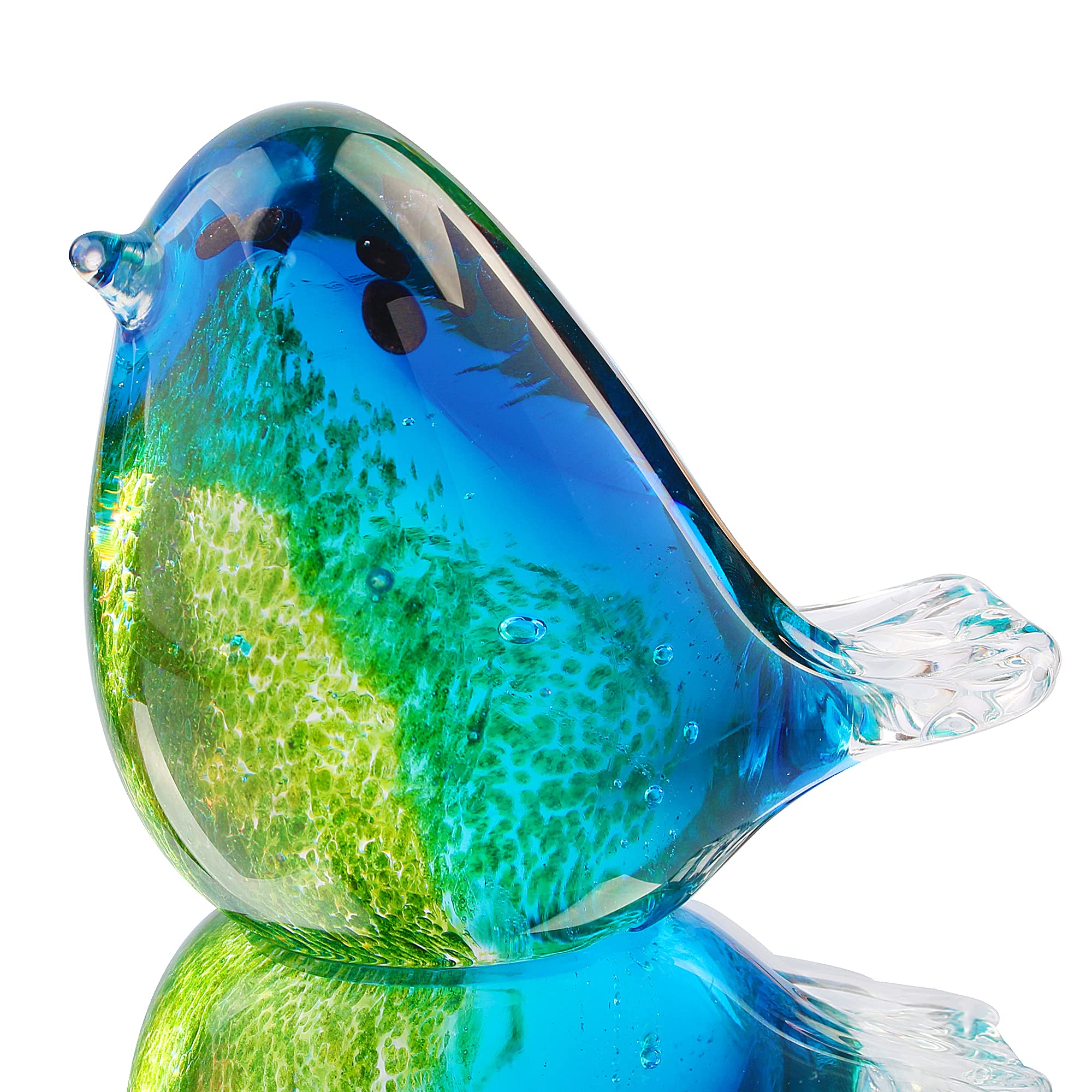 Quligeta 4 inch Art Glass Bird Figurine Handmade Blown Glass Paper Wight Mother`s Day Gift Home Ornament (#3)