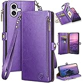 XcaseBar Compatible with iPhone 17 6.3" Wallet case with Zipper Credit Card Holder【RFID Blocking】,Flip Folio Book PU Leather Phone case Shockproof Cover Women Men for Apple 17 case Purple