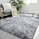 FlyDOIT 8x10 Feet Large Area Rugs for Living Room, Tie-Dyed Light Grey Shaggy Rug Fluffy Throw Carpets, Ultra Soft Plush Modern Indoor Fuzzy Rugs for Bedroom Girls Kids Nursery Room Dorm Home Decor