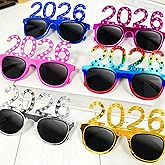 TURNMEON 6 Pairs Happy New Year Glasses Glitter 2026 Shaped Eyeglasses,New Years Eve Party Supplies 2026, New Years Eyewear Funny Sunglasses for New Year Celebration Photo Props Party Favors