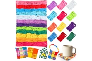 DNPHRPY 1200 PCS Loom Loops 12 Color Weaving Loom 7 inch Durable Nylon Projects for Potholder Making Loops Flexible Loom Kit Elastic Ideal Gifts for DIY Crafts Supplies