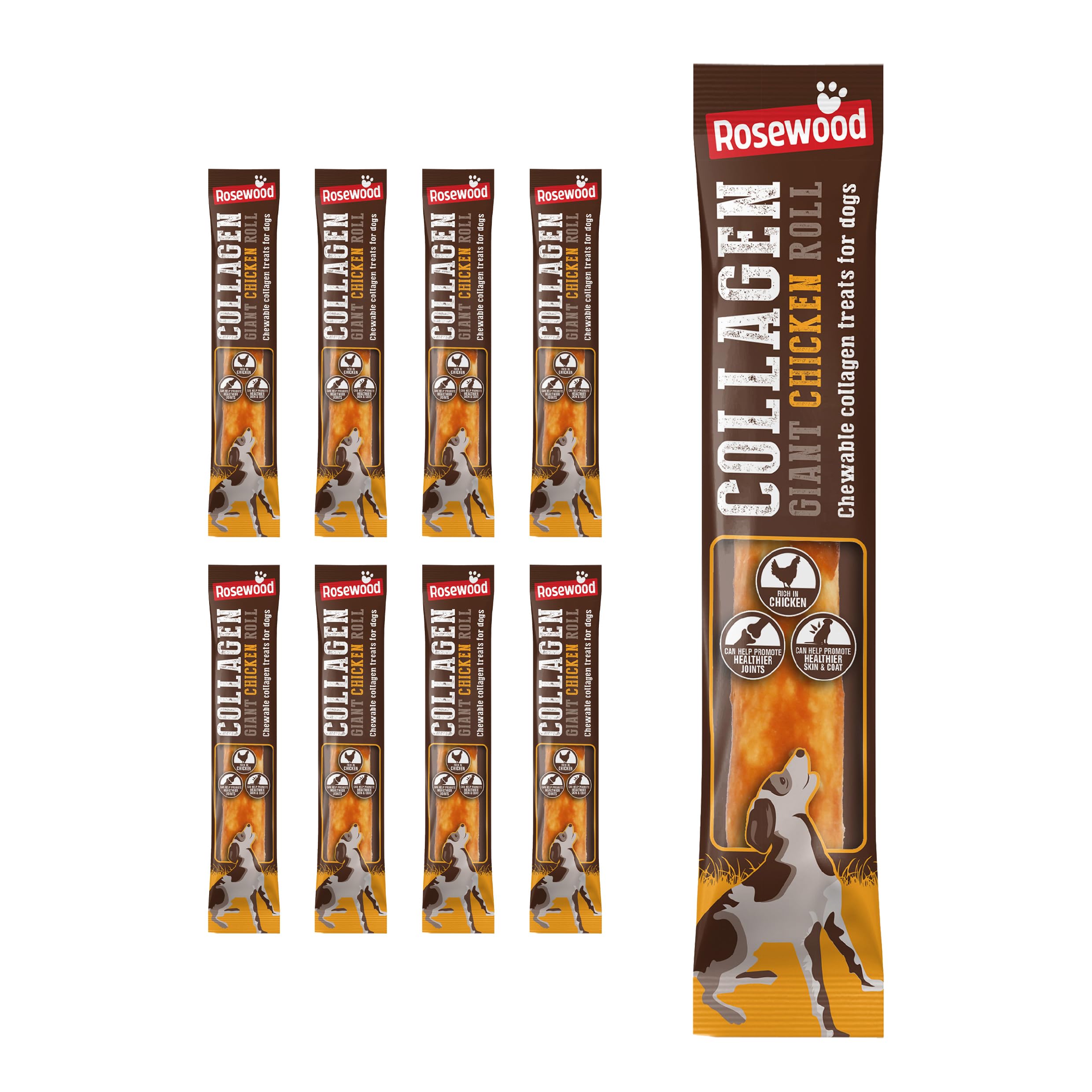 Rosewood Collagen Chicken Roll for Dogs, Giant - Chewable Collagen Dog Treat for Large Dog Breeds, Promotes Healthier Joints, Skin, and Coat - 1pc, 70g (Case of 9 Packs)