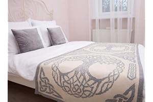 SAOL Bed Scarf Runner Irish Three of Life Made of Soft Wool Blend (Grey, King Bed)