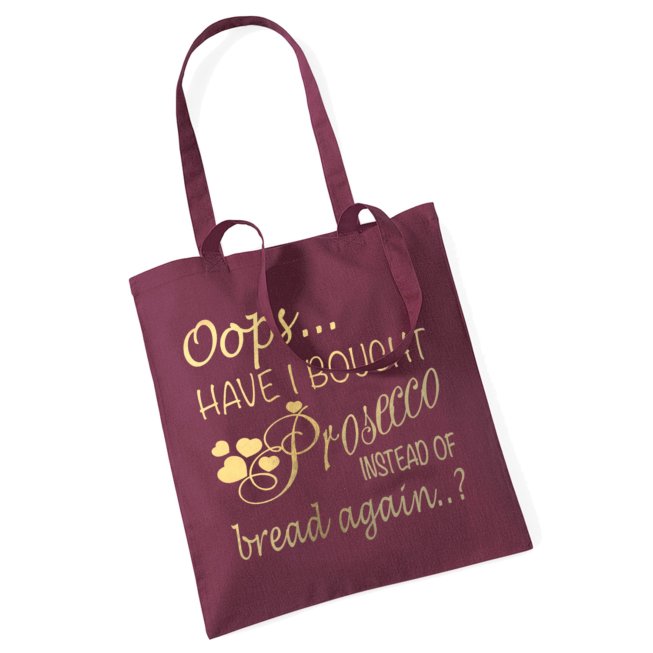 Oops Prosecco Tote Bag (Burgundy + Gold)