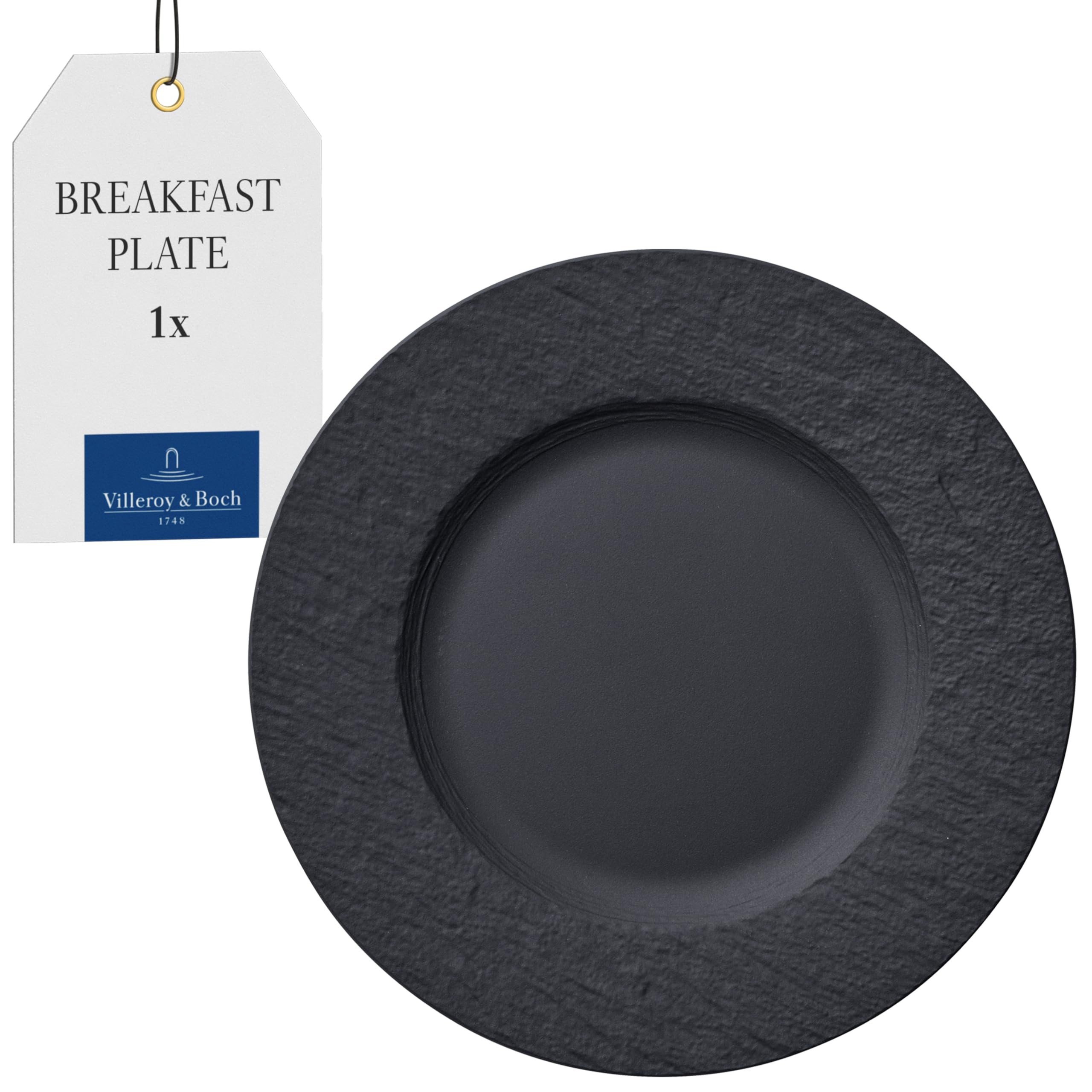 Villeroy & Boch – Manufacture Rock Breakfast Plate 22 cm Black, Dishwasher Safe, Microwave Safe, Black Salad Plate Ceramic, Premium Porcelain