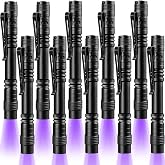 Beieverluck 10 Pack UV Black Light Flashlight Mini 395nm Pen Light with Clip LED Handheld Blacklight Detector for Leak Pet Urine Hotel Inspection Dry Stain and Bed Bug, Large