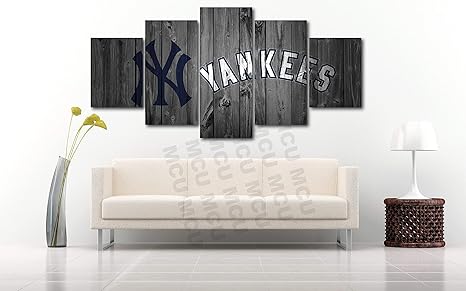 Amazon Com 5 Piece Wood Look Canvas Mlb Baseball Teams Art Decor