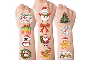 JCFIRE Christmas Temporary Tattoos for Kids Stocking Stuffers, 96pcs Waterproof Tattoo Stickers Christmas Party Favors, Stocking Stuffers for Kids Toddlers Teens Boys Girls, Goodie Bag Stuffers