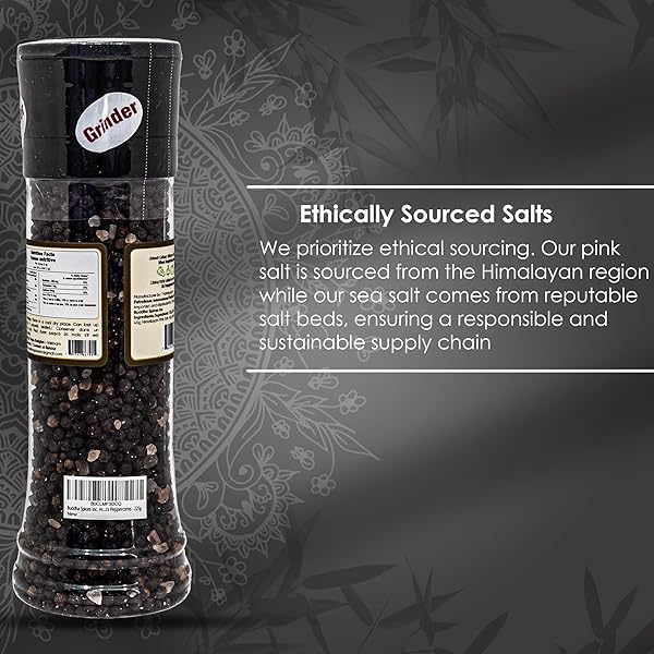 BUDDHA SPICES INC. HIMALIAN PINK SALT AND SEA SALT WITH BLACK PEPPERCORNS – 225G